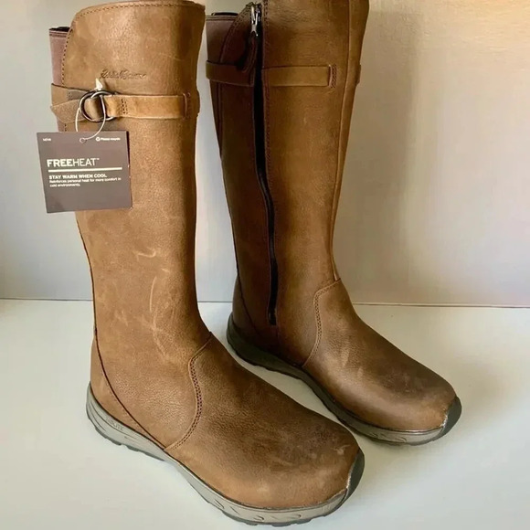 NEW Eddie Bauer Brown Leather Lined “Lodge Boot” -8 - Picture 4 of 8